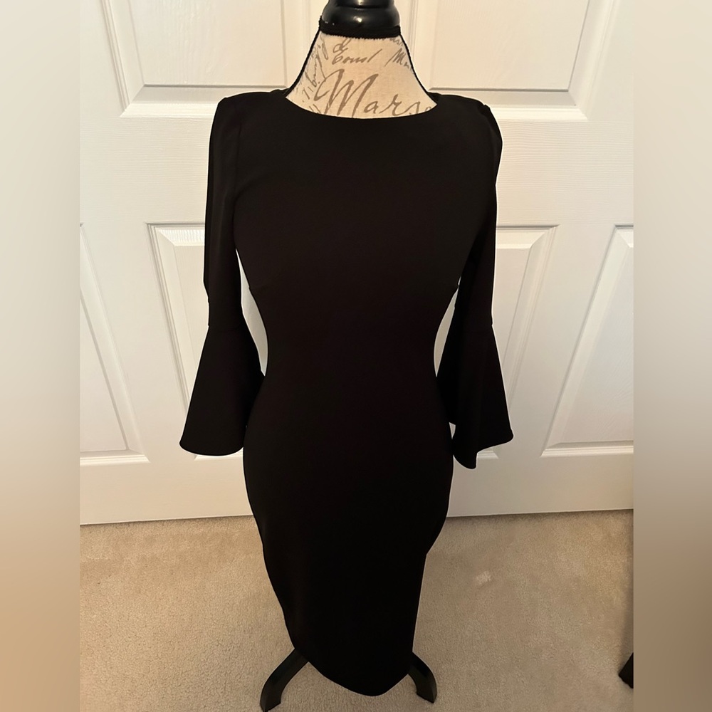 Calvin Klein Black Dress with Bell Sleeves